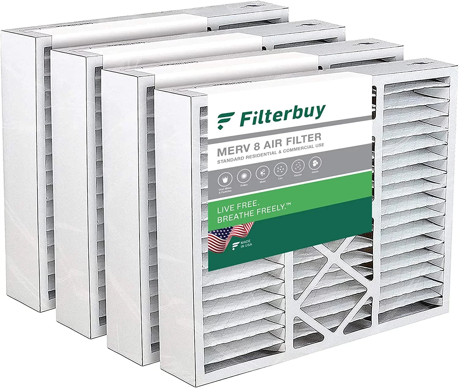 Filterbuy 19x20x5  8 Pleated   Furnace Air Filters for Bryant/Carrier FILXXFNC0021, Day & Night, and Payne (4-Pack)