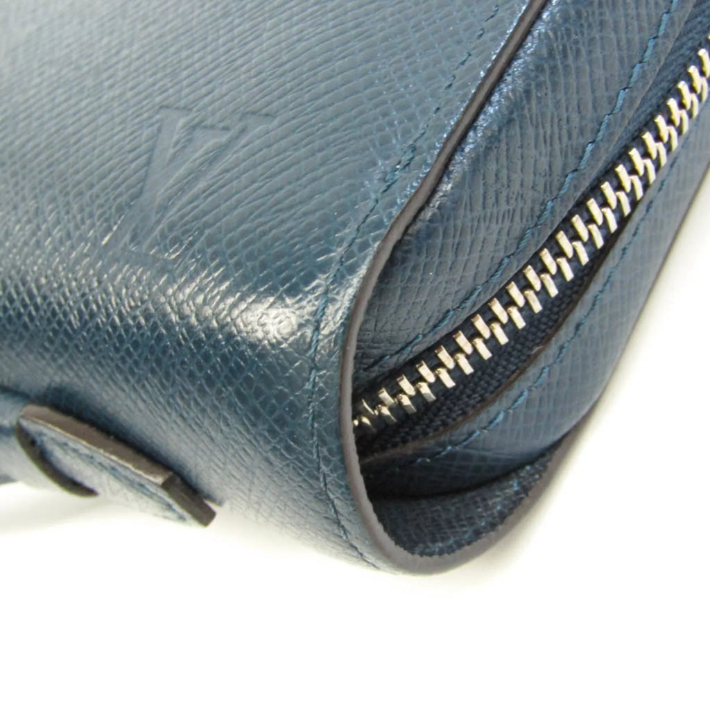 Pre-Owned Louis Vuitton Taiga Zippy  M64019 Men's Taiga Leather Long Wallet (bi-fold) Navy Blue (Good)