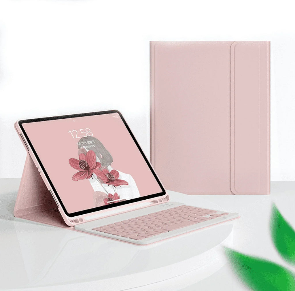 Keyboard Case for iPad 10th Generation, Slim Protective Case with Pencil Holder, Detachable Wireless Keyboard Case for iPad 10th Generation 10.9 Inch -pink