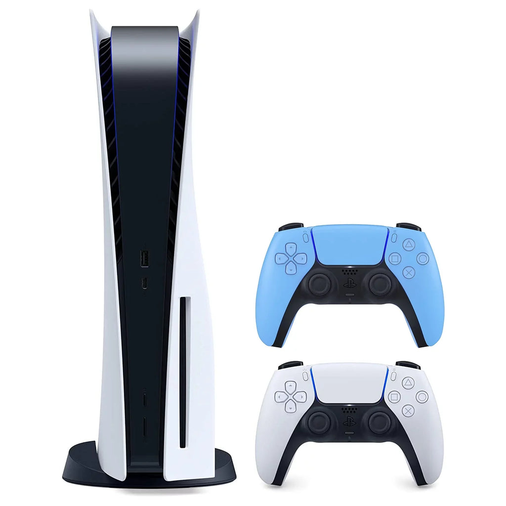 Sony Playstation 5 Disc Version (Sony PS5 Disc) with Extra Controller and Dual Charging Station - Starlight Blue Bundle