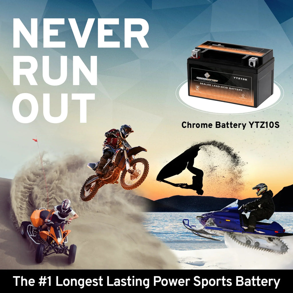 Chrome Battery YTZ10S- (YTZ10S 12 Volt,8.6 Ah, 190 ) Motorcycle Battery for Suzuki Gsx-r1000, Z, Al8 1000 Cc Years (2017 - 2018)