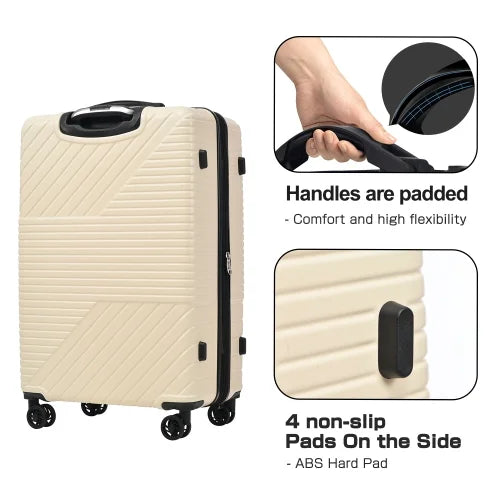 Zateety Hardshell Luggage Sets 3 Piece double spinner 8 wheels Suitcase with  Lock Lightweight 20''24''28''