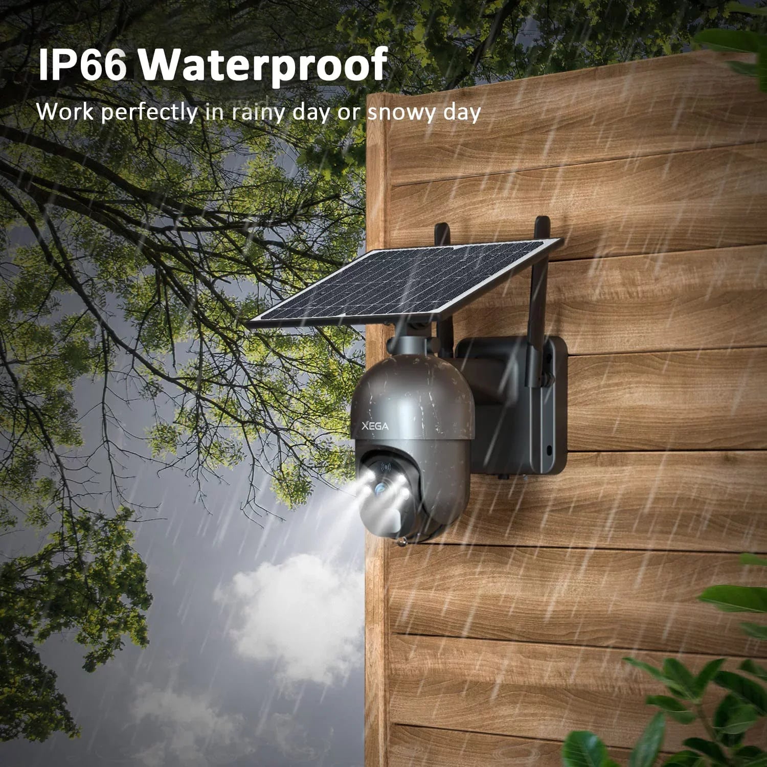 Xega 2K Outdoor 3G/4G  Cellular Solar/Battery Power Wireless Security Camera with  Card, 14400mAh Rechargeable Battery, 4X Zoom, 355° Pan 95° Tilt, Night Vision, 2-Way Talk, IP66, No Wifi Need