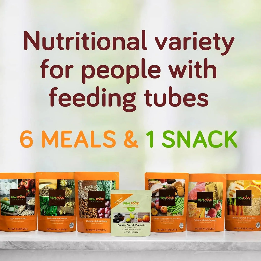 Real Food Blends - Salmon, Oats & Squash - Meals for Tube Fed People - 9.4 Oz Pouch (Pack of 12)