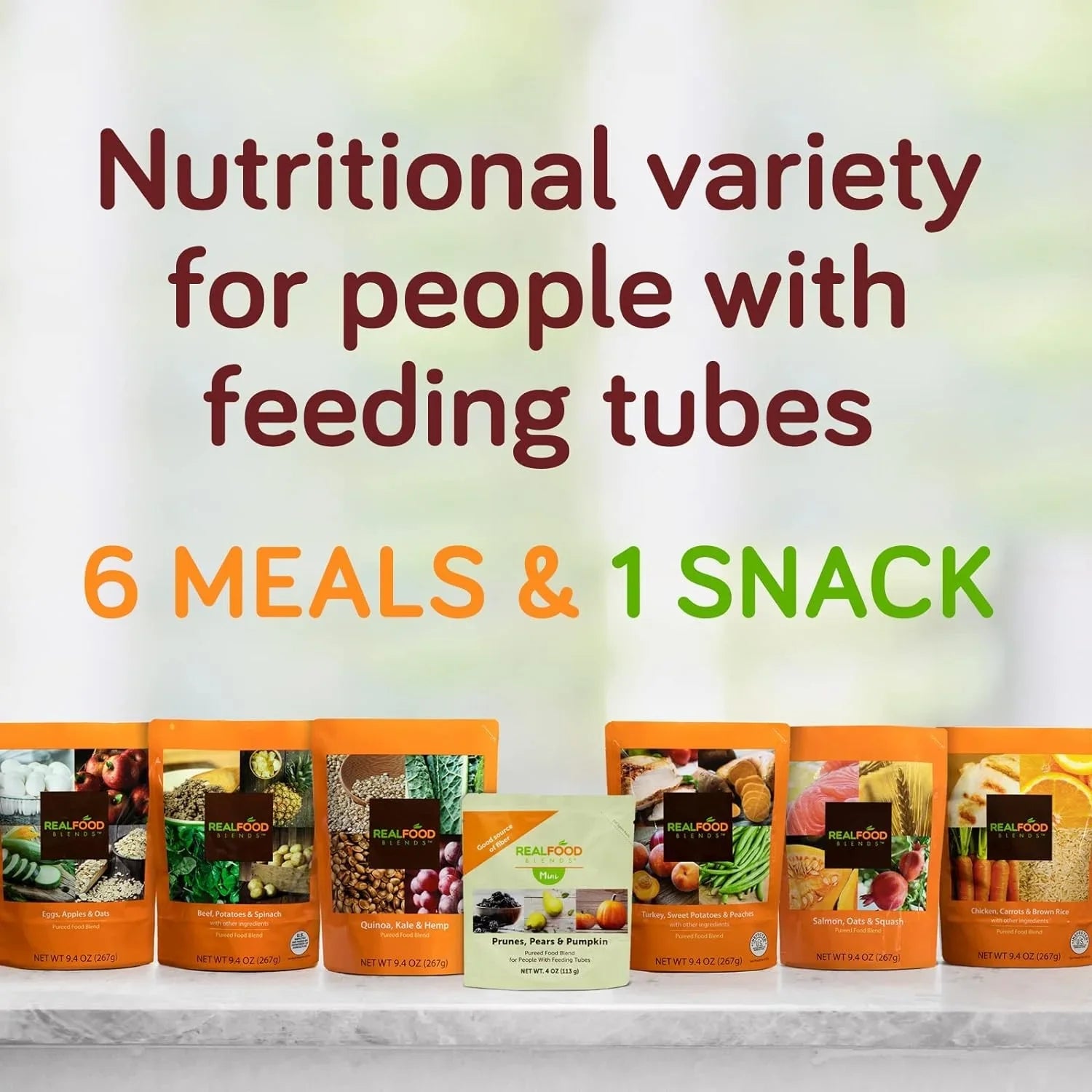 Real Food Blends - Salmon, Oats & Squash - Meals for Tube Fed People - 9.4 Oz Pouch (Pack of 12)