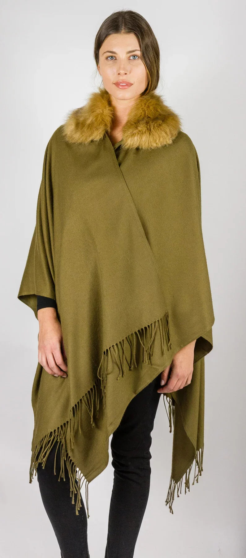 Adrienne Vittadini Women's So Soft Wrap with Faux Fur Collar