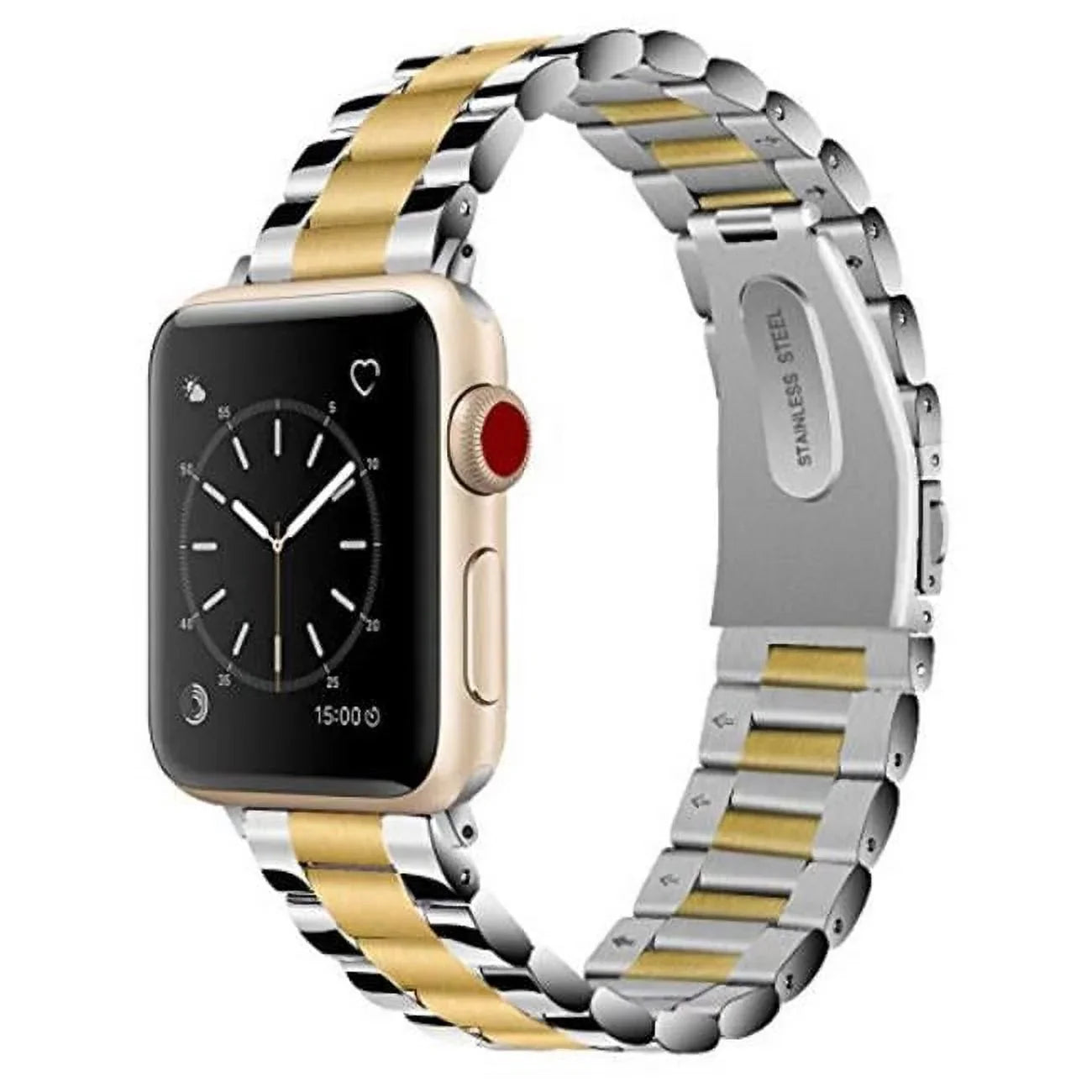 Odash -SS002GLD-45 42-44-45-49 mm Stainless Steel Two Tone Band for Apple Watch, Gold & Silver