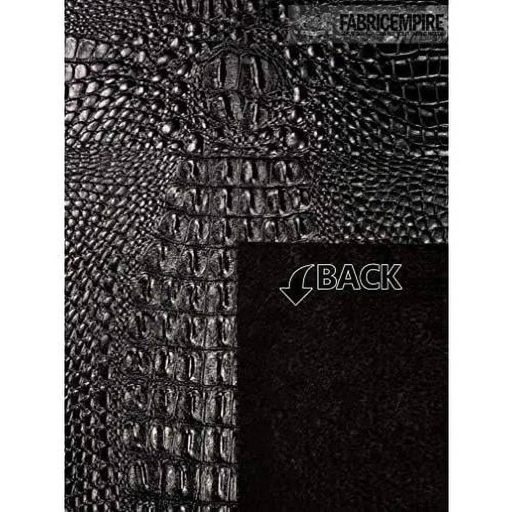 Vinyl Fabric Crocodile Fake Leather Upholstery 54" Wide Sold By The Yard ( Glossy Black)