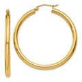 Real 14kt Yellow Gold Polished 3mm Lightweight Tube Hoop Earrings; for Adults and Teens; for Women and Men