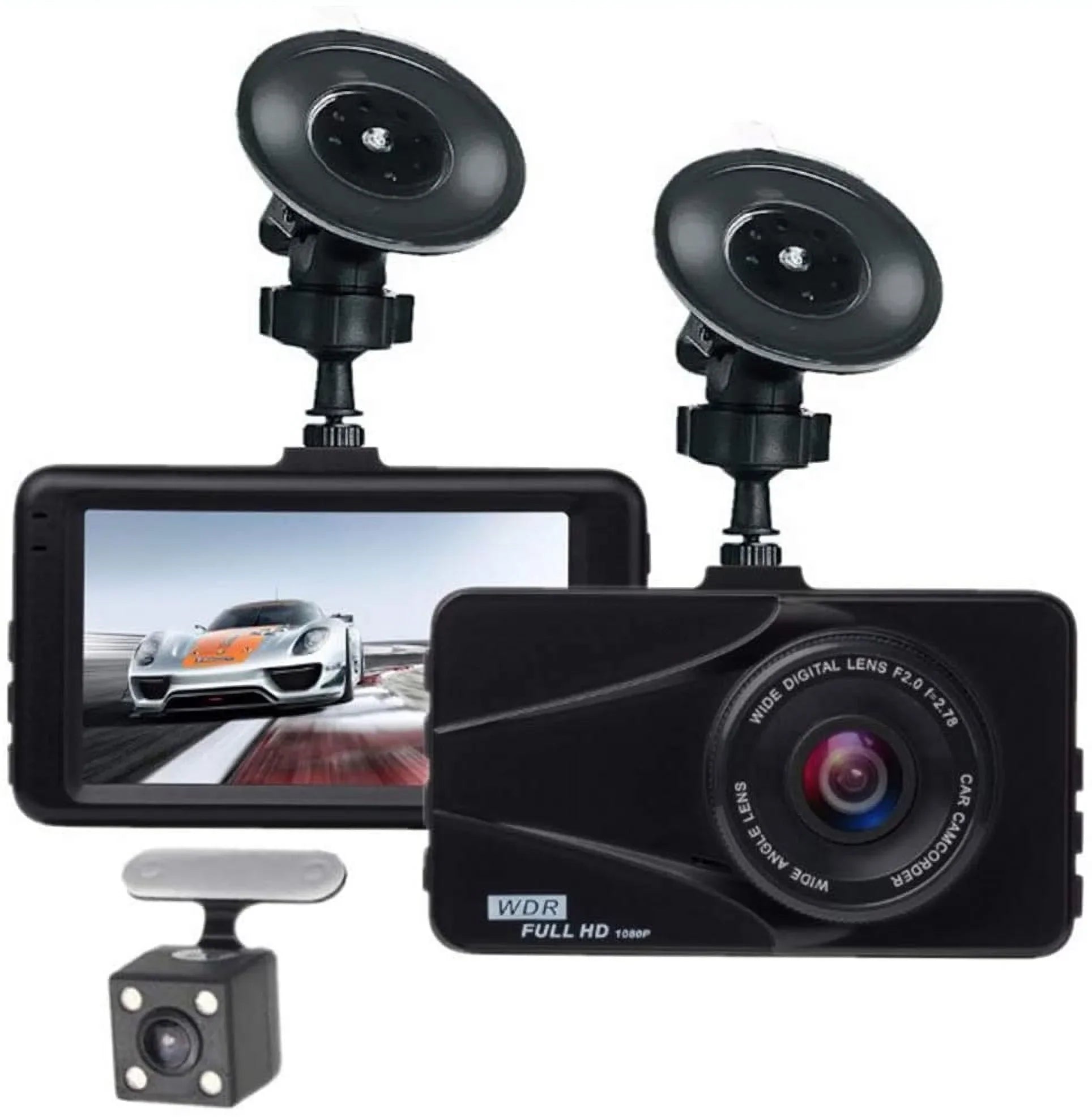 T670 Plus  Dash Cam For Tesla Dual Travel Recorder Full  3"  Screen 170° Wide Angle, , G-Sensor, Loop Recording Motion Detection Excellent Video Images
