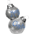 Alpine 30 In. Silver Merry Christmas Stacked Ornaments With  Lights ZTY140M