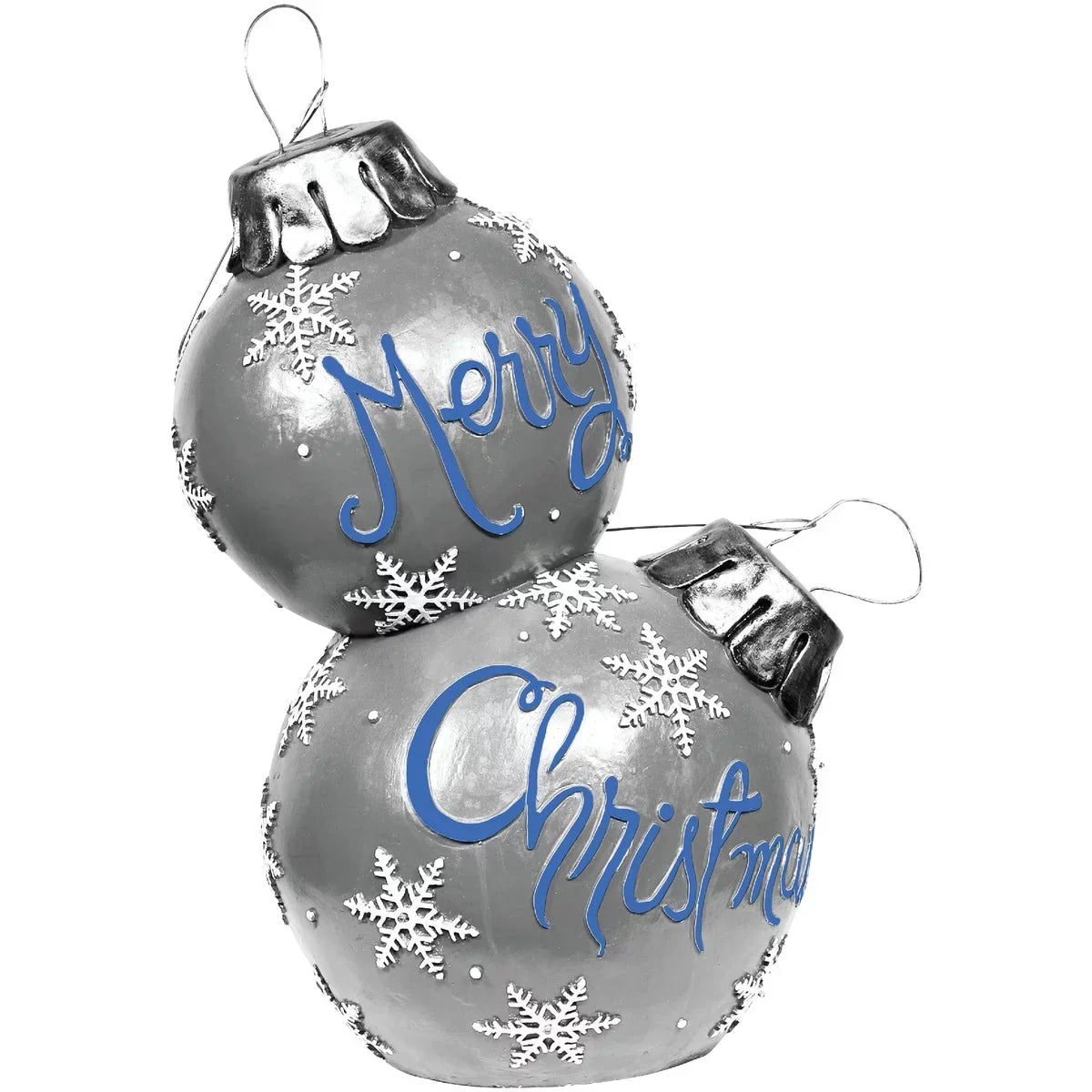 Alpine 30 In. Silver Merry Christmas Stacked Ornaments With  Lights ZTY140M