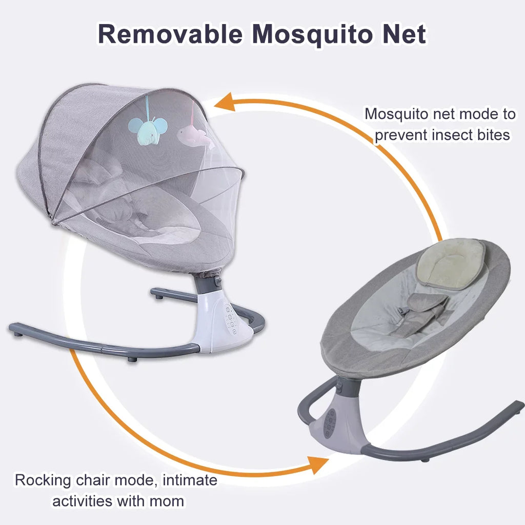 Electric Baby Swing Portable Swing Chair Infant Swing Seat with 4 Speeds and Remote Control, Gray