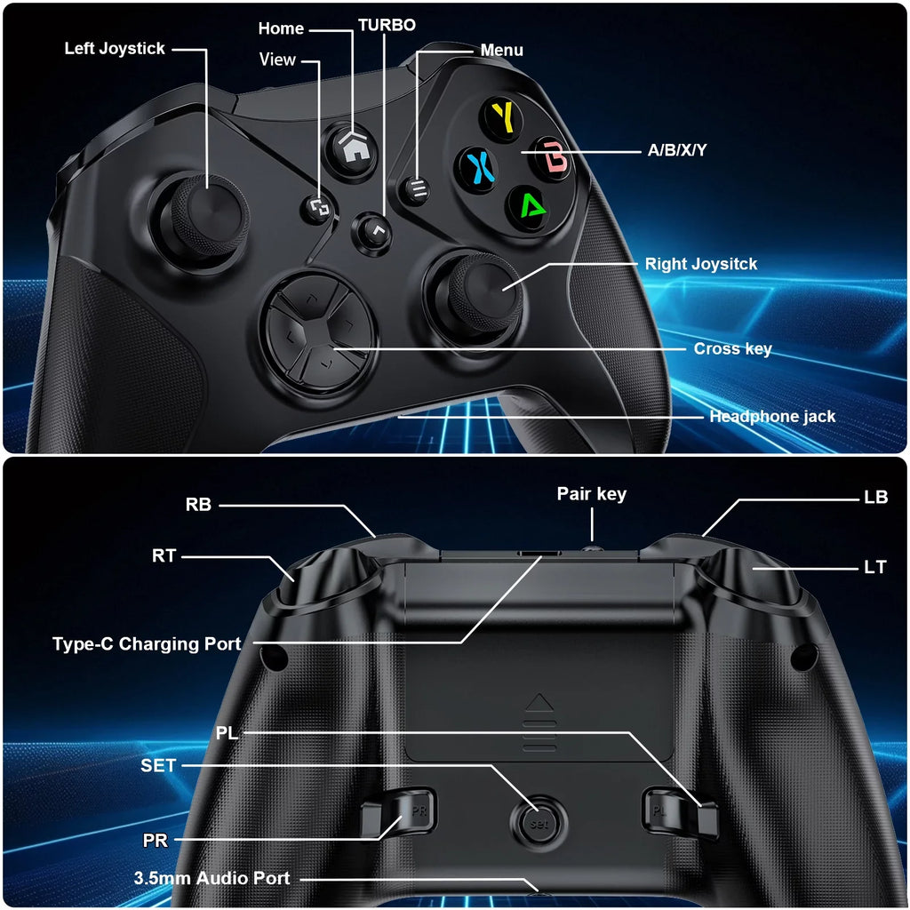 Wireless Xbox Controller for Xbox One X-S/ Xbox Series X-S/ , Support Turbo and Macro Function, with Six-Axis Sensor and Dual Vibration