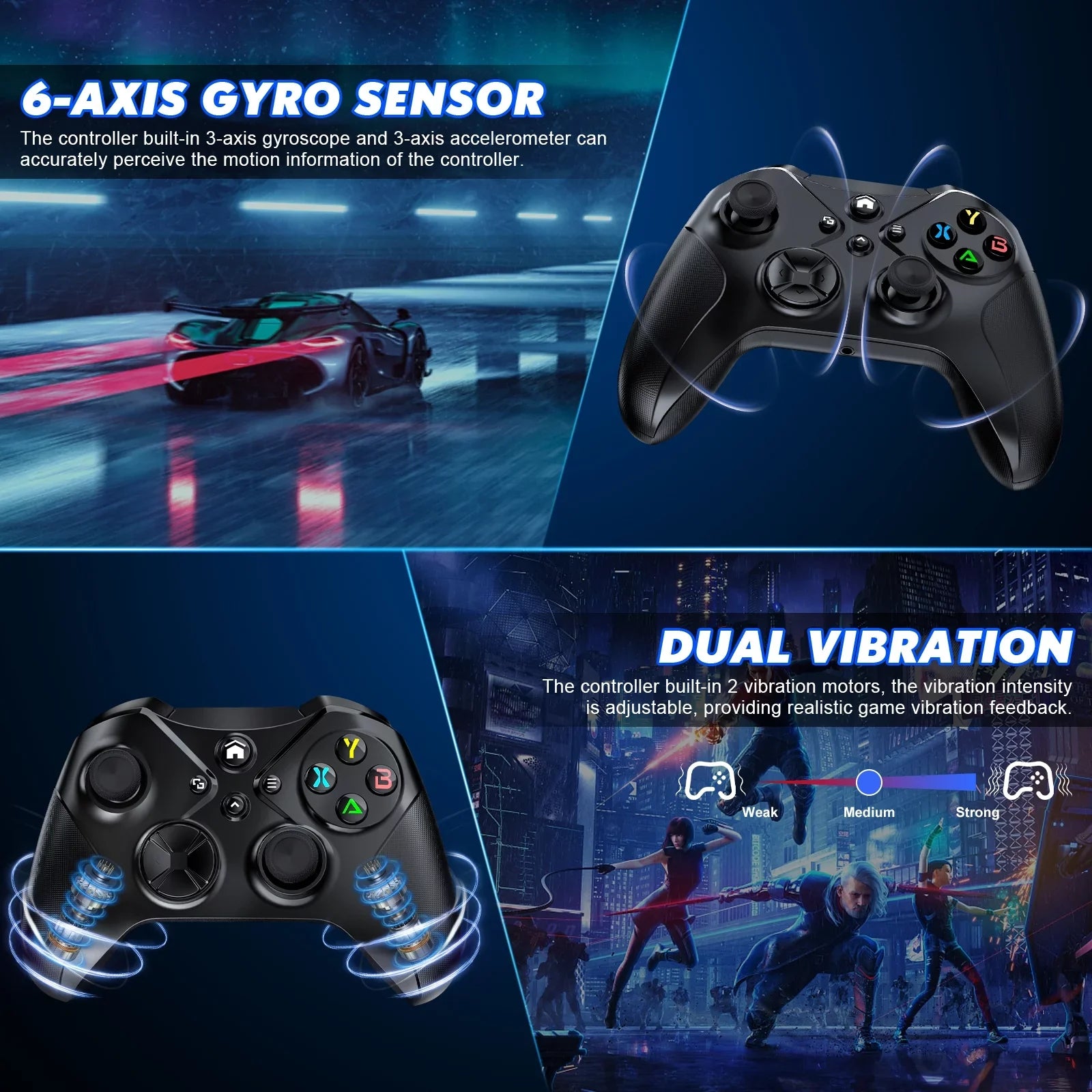 Wireless Xbox Controller for Xbox One X-S/ Xbox Series X-S/ , Support Turbo and Macro Function, with Six-Axis Sensor and Dual Vibration