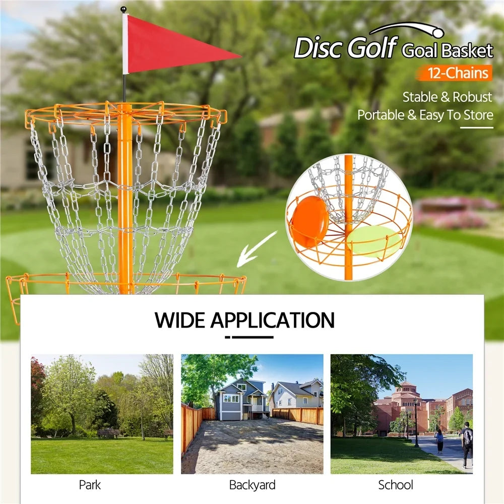 SmileMart 12-Chain Disc Golf Goal Target Practice, Orange