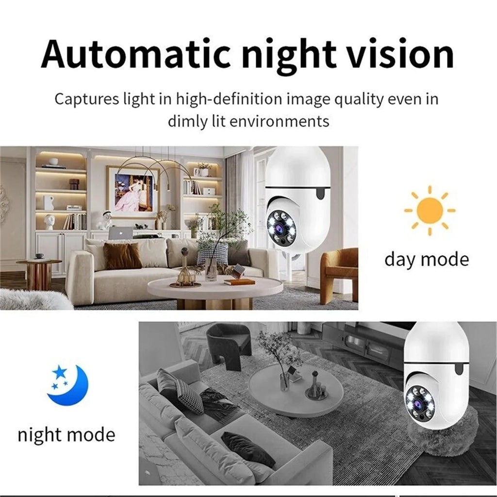 2PCS Wireless Security Camera,   Camera, E27 Light Bulb 1080P  Security Monitor Cam with Infrared Night Vision, White (Supports 2.4G &5G Wi-Fi)