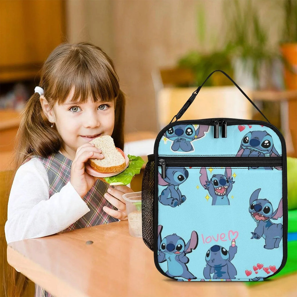 Lilo Stitch Pattern Portable Lunch Bag Tote Bento Bag School Office Insulated Cooler Thermal Handbag For Adult Boys Girls Kids