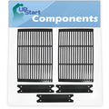 2  Grill Cooking Grates & 3 Heat Shield Plate Tent Replacement Parts for Charmglow 810-6320-V - Compatible Barbeque Porcelain Enameled Cast Iron Grid 19" & Flame Tamer, Flavorizer Bar