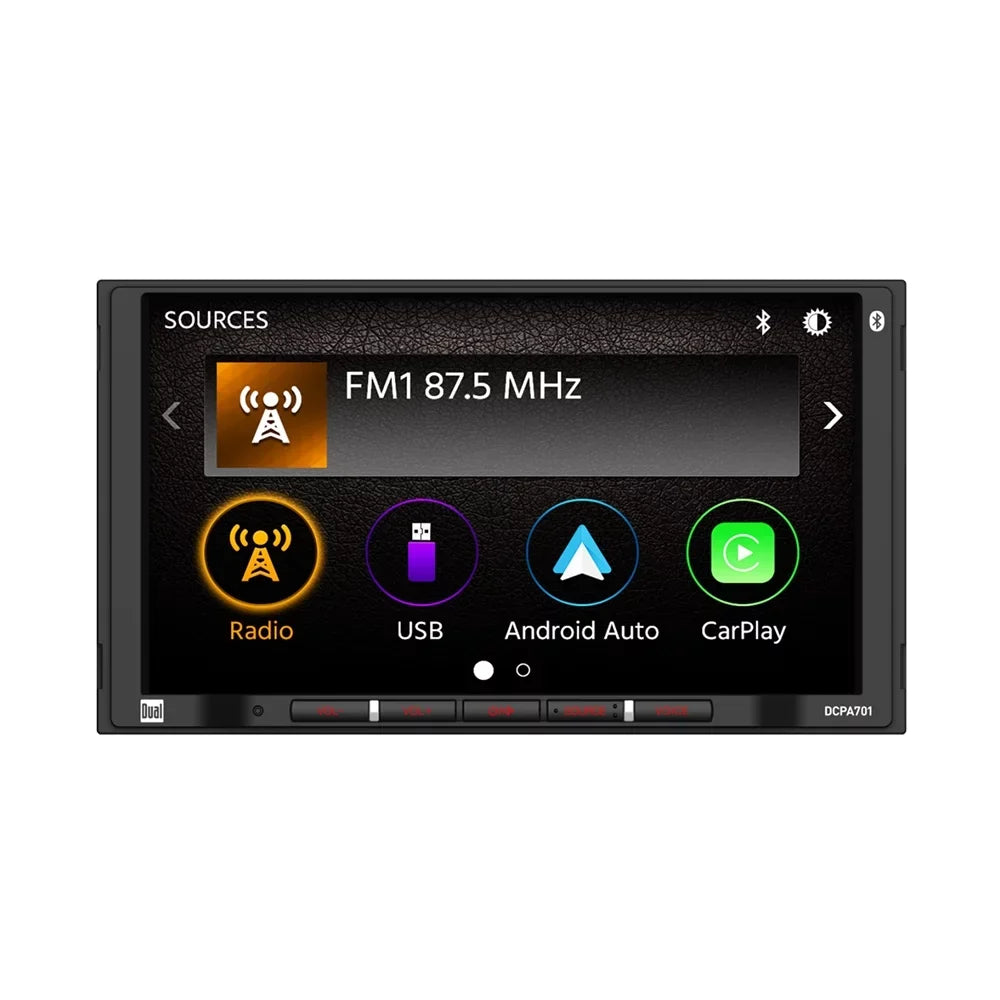 Dual DCPA701 2DIN 7" Digital Media Car Stereo w/ Bluetooth Apple Carplay Android Auto +  License Backup Camera