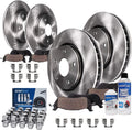 Detroit Axle - 330mm Front 328mm Rear Disc Rotors Brake Pads +20pc Lug Nuts Replacement for Town & Country Routan Grand Caravan Ram C/V - 30pc Set