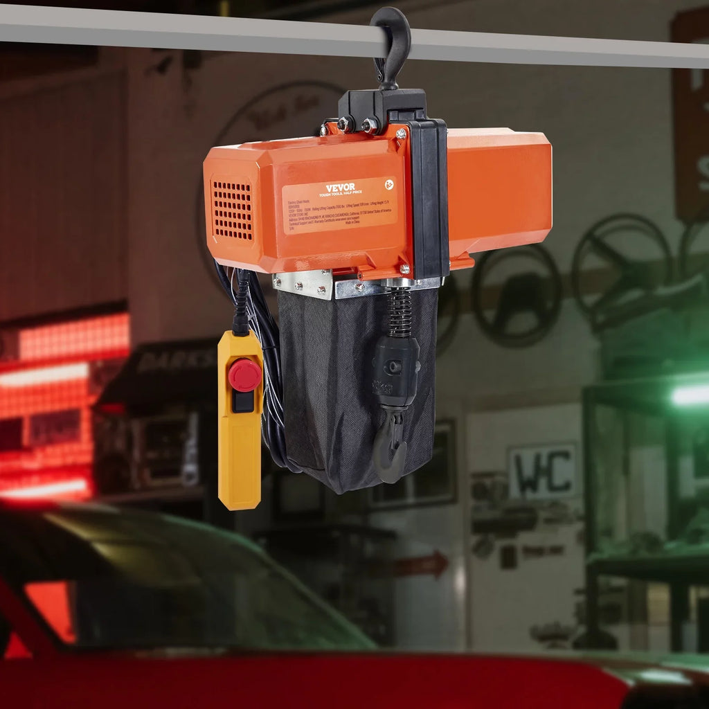 Electric Chain Hoist Single Phase Crane Hoist 1100 lbs Load 15 ft Lifting
