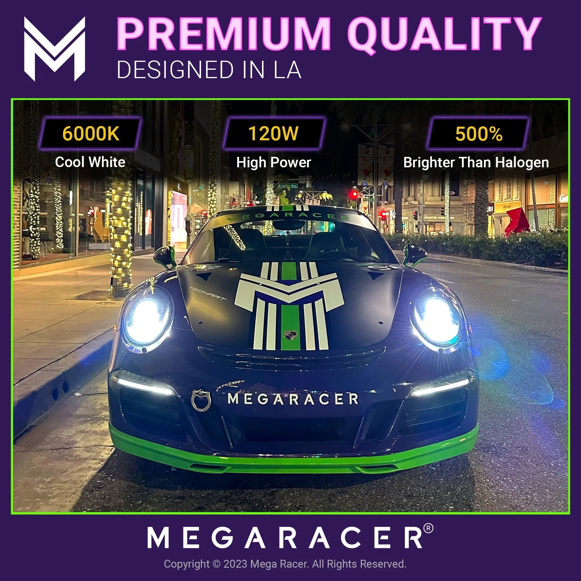 Mega Racer Hyundai Genesis H11 H8 H9 H16 New Gen  Headlight Bulbs 6000K Cool White 12V 60W 16000LM Hyundai Genesis 2015 15 Low Beam Automotive Replacement