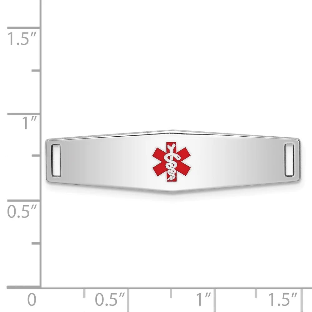 Auriga 925 Sterling Silver Medical Id Plate inch for Bracelet for Women(L- 37inch, W- 9mm)