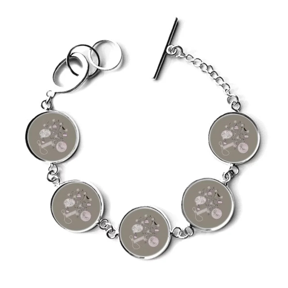 High Heels Shoes Flower Bag Pattern Bracelet Chain Charm Bangle Jewelry