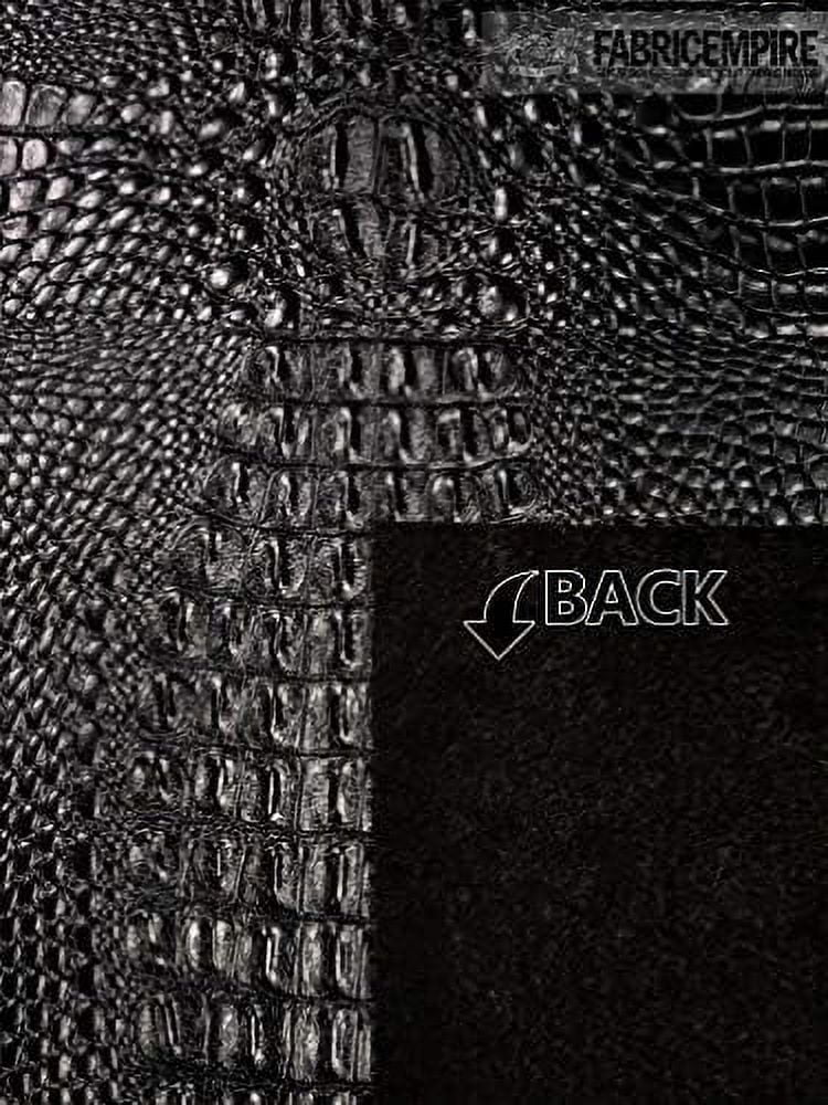 Vinyl Fabric Crocodile Fake Leather Upholstery 54" Wide Sold By The Yard ( Glossy Black)