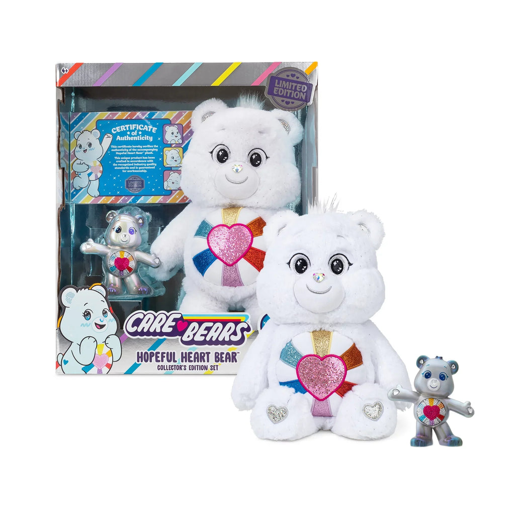 Care Bears 14"  Hopeful Heart Bear and 5" Collectible Hopeful Heart Bear - Special Collector  Limited Edition.