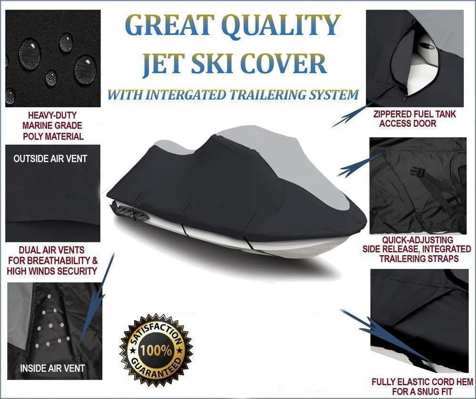 Super Heavy-Duty Jet Ski Cover Jetski Compatible For  Sea Doo Sea-Doo  215 2012-2016