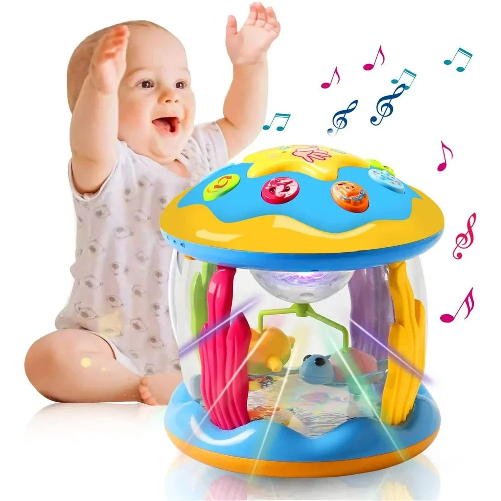 Baby Toys For 6-12 Months,4 in 1 Musical Projector Educational Learning Infant Toys,Ocean Rotating Light Up Toys for Toddlers