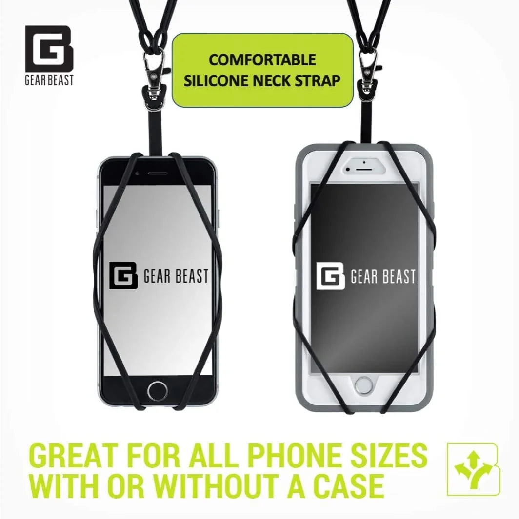 Gear Beast Cell Phone Lanyard - Universal Neck Phone Holder w/Card Pocket and Silicone Neck Strap - Compatible with Most Smartphones, Arcadia