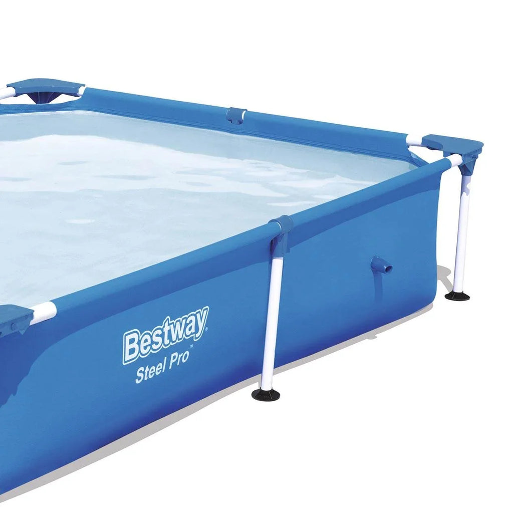 Bestway Steel Pro 7.25 x 4.9 x 1.4 ft Rectangular Above Ground Kids Swimming Pool, Metal Frame
