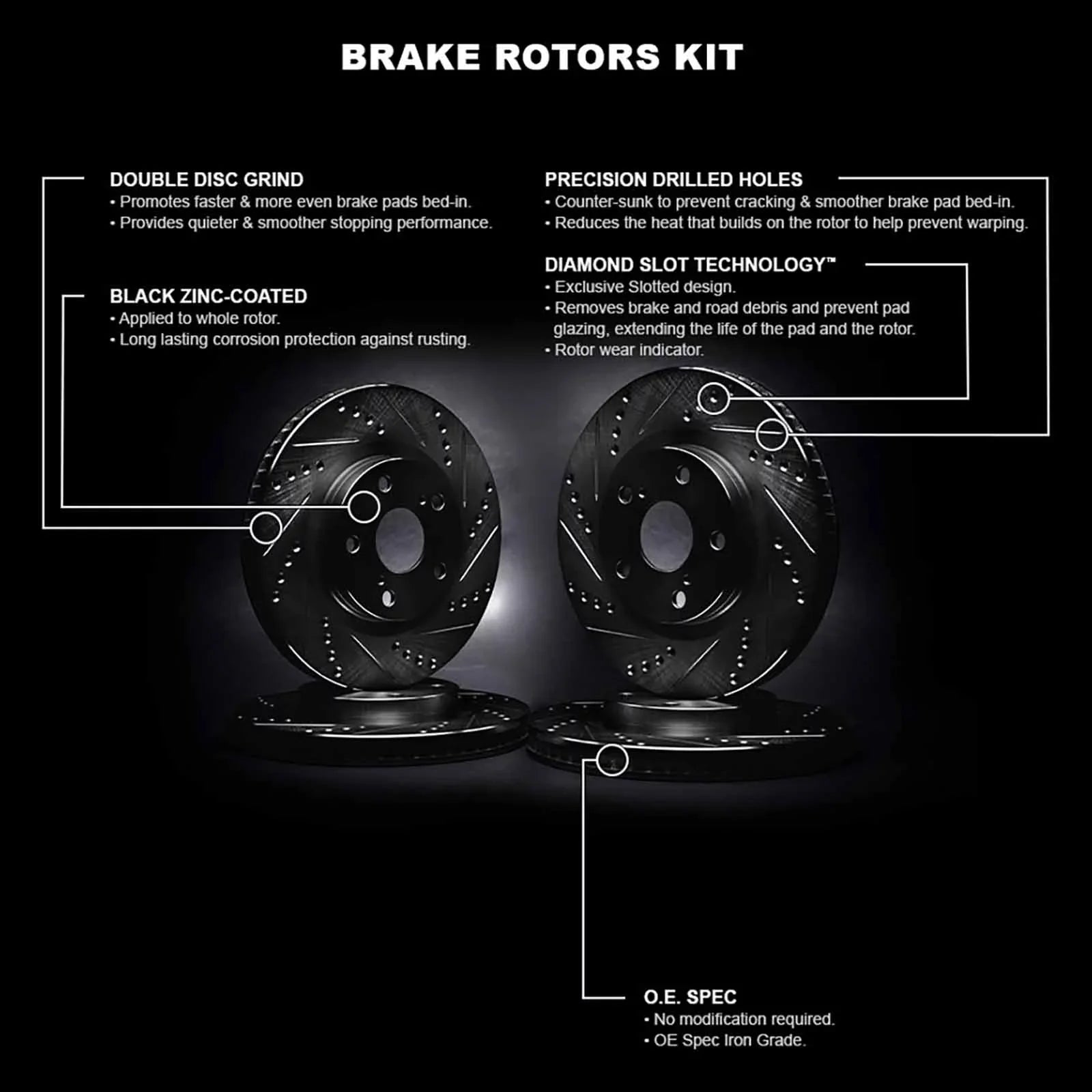 R1 Concepts Whpn2 20005 R1 Concepts Brake Rotor D/S Black Fits select: 2014-2017  F- S, 2018-2020  F-