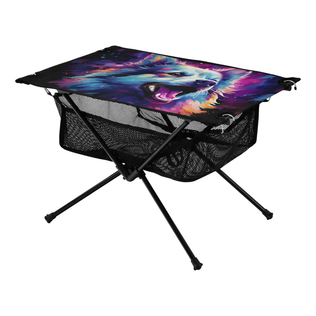 Wolf Abstract Cool Camping Foldable Portable Table Beach Table with Storage Bag Compact Picnic Table for Outdoor Hiking Fishing