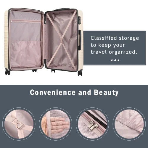 Zateety Hardshell Luggage Sets 3 Piece double spinner 8 wheels Suitcase with  Lock Lightweight 20''24''28''