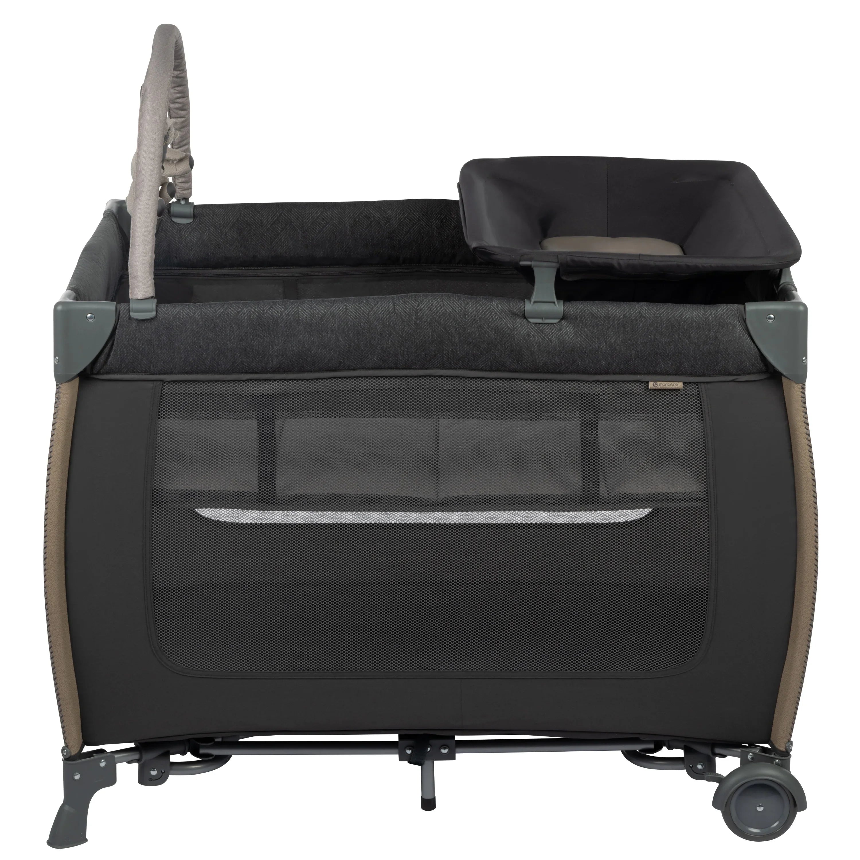 Monbebe Play Yard with Full Size Rocking Bassinet, Castle Point