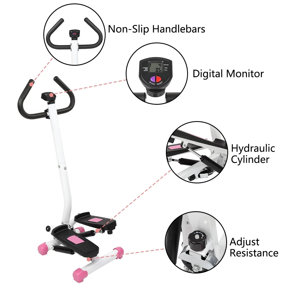SalonMore Twist Stepper Exercise Equipment, with Handlebar and  Monitor, for Losing Weight