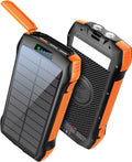 Solar Power Bank for Ulefone Power Armor 14 Pro - Portable Charger 33500mAh QC3.0 18W  20W Fast Charging, Portable Charger with 10W Wireless 5 Outputs IP67 Waterproof 6W Flashlight