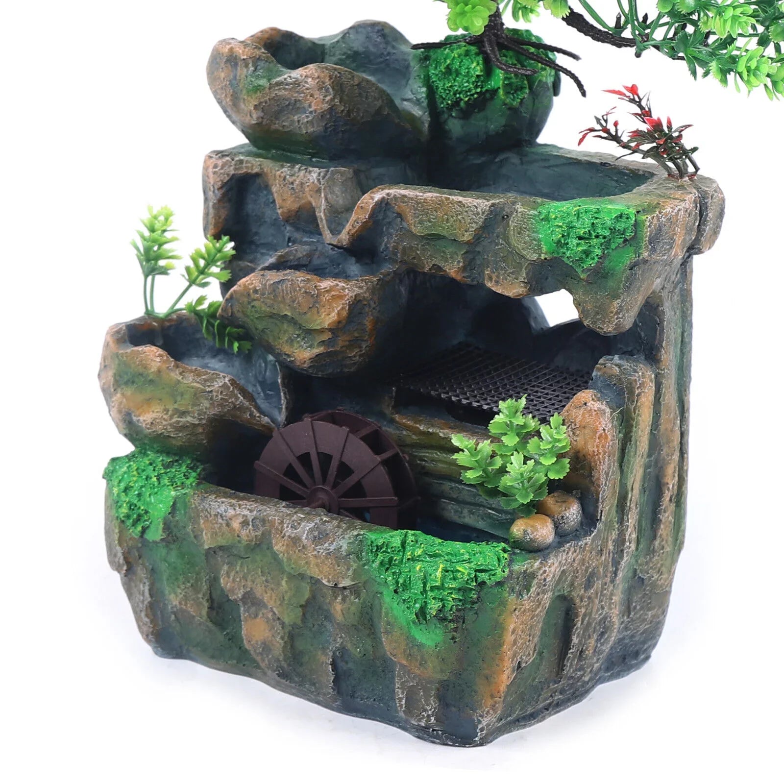 Indoor Water Fountain Tabletop Waterfall Feng Shui Zen Table Decor with  Light
