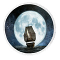 Ocean Beach Towel, Moon Boat and Reflection in the Water Artwork Beach Towel Beach Blanket with Tassels Beach Throw Towel Yoga Mat Picnic Blanket