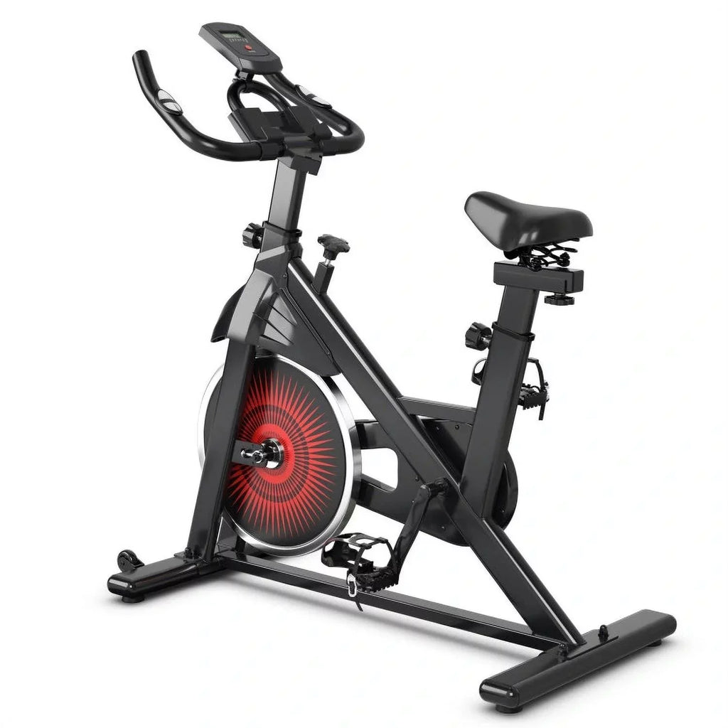 Exercise Bicycle, Adjustable Resistance Silent Belt Drive, Gym Indoor Stationary Bike, Red