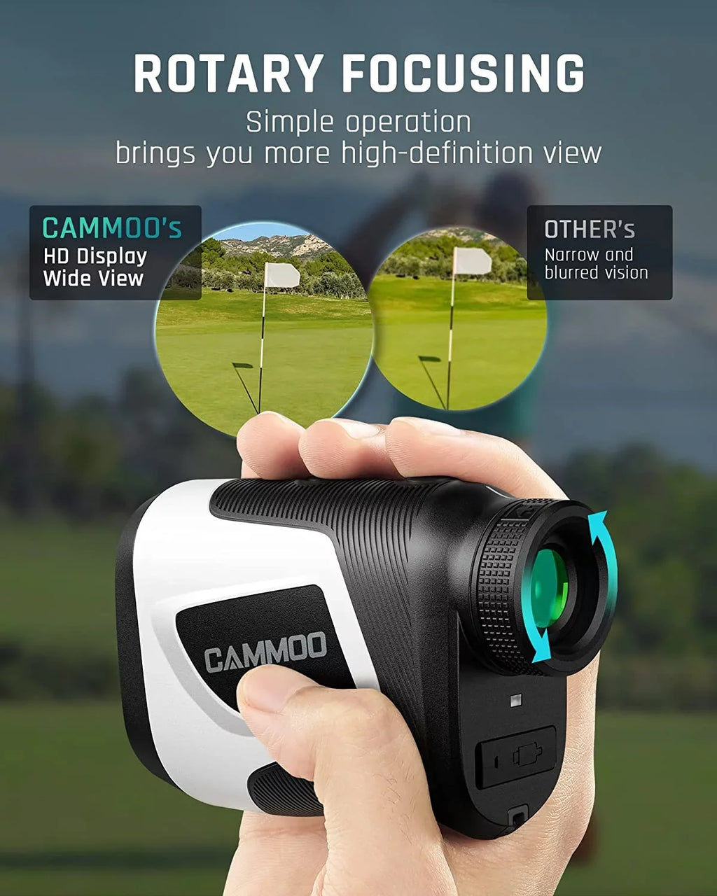Ashfly Golf Rangefinder with Slope, 1100Y Range Finder Golfing with 5 Mode, 6X Magnification,  Charging, Clear & Accurate Measurement, Vibration Alert, for Golfing, Hunting, Measurement - M1000