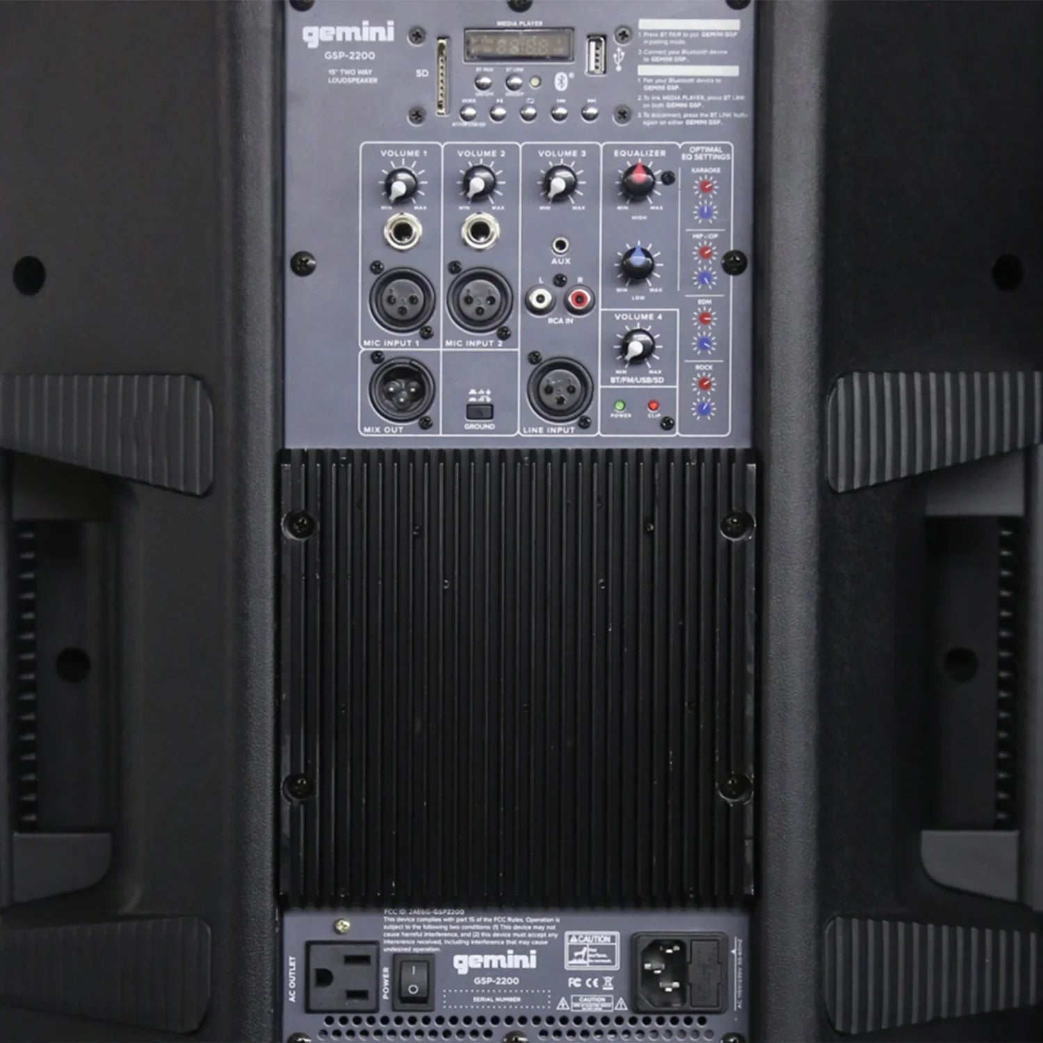 Gemini -2200 Ultra Powerful Bluetooth 2,200 Peak Watt Speaker with Built-In Media Player & -M200  Dual Wireless Microphone System , 843631171035