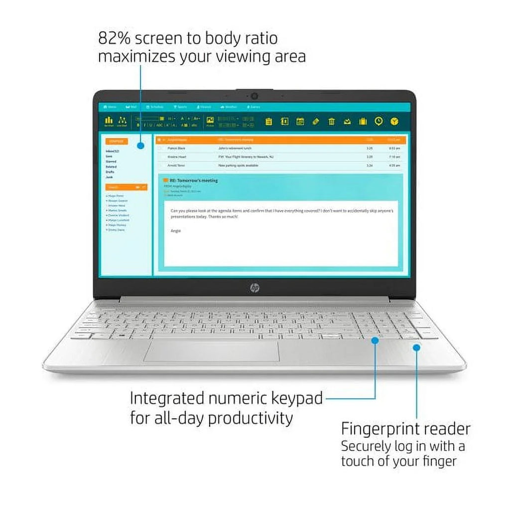 15.6"  Touchscreen Business Laptop, 11th Gen Intel Core i3-1115G4 Processor, Windows 10 Pro, 12GB , 512GB , , Wi-Fi 5, Bluetooth, Fingerprint Reader, Silver