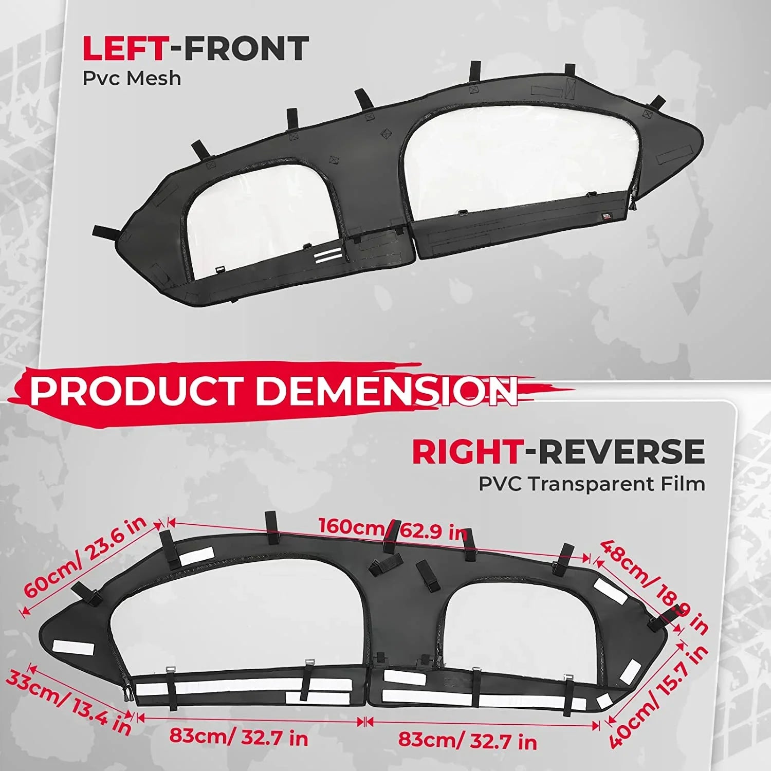 Kemimoto Soft Upper Door Set Kit,  Soft Cab Doors top Enclosure Compatible with 2017-2023 Can Am Maverick X3 Max 4 Seater Models