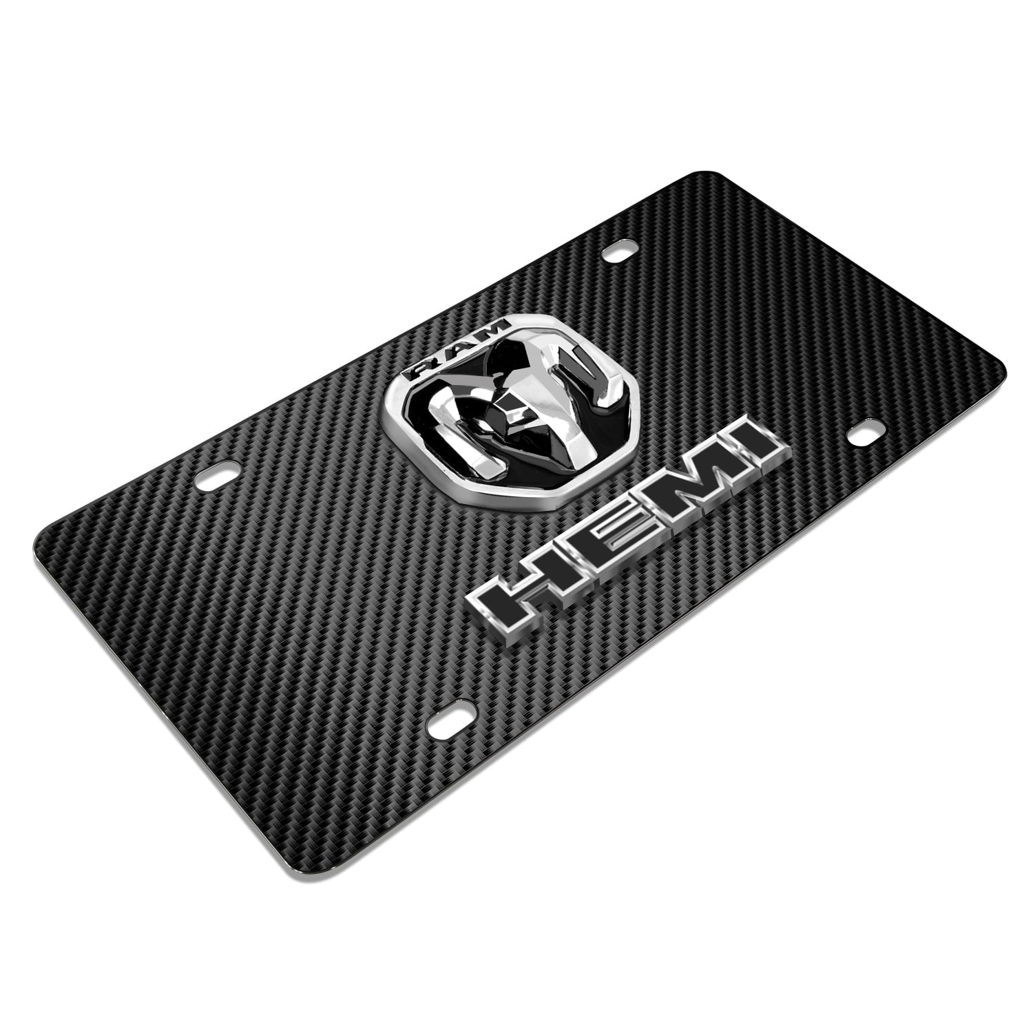 2019 up  3D Dual Logo Black Carbon Fiber Patten Steel License Plate