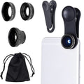 Universal 3 in 1 Cell Phone Camera Lens Kit for Smartphones Including - Fish Eye Lens / 2 in 1 Macro Lens & Wide Angle